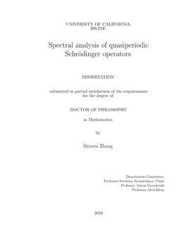 Spectral Analysis of Quasiperiodic Schrödinger Operators