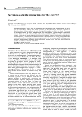 Sarcopenia and Its Implications for the Elderly{