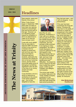 The News at Trinity ARTICLES CONTRIBUTED by STAFF and STUDENTS