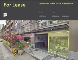 For Lease Retail Unit in the Heart of Yaletown