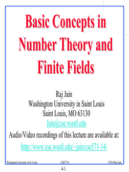 Basic Concept in Number Theory and Finite Fields