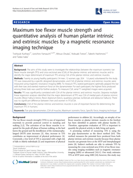 Maximum Toe Flexor Muscle Strength and Quantitative Analysis of Human