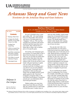 Arkansas Sheep and Goat News Newsletter for the Arkansas Sheep and Goat Industry