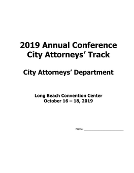 2019 Annual Conference City Attorneys' Track