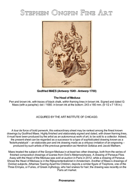 The Head of Medusa Pen and Brown Ink, with Traces of Black Chalk, Within Framing Lines in Brown Ink