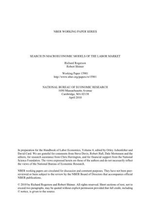 Search in Macroeconomic Models of the Labor Market