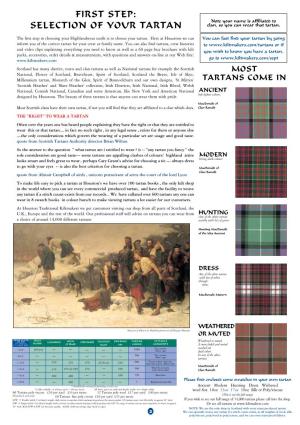 First Step: Selection of Your Tartan