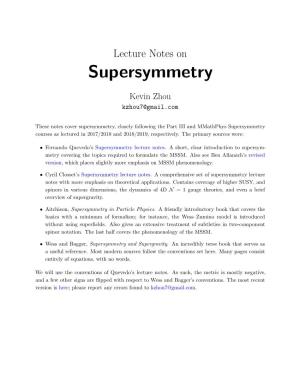 Lecture Notes on Supersymmetry