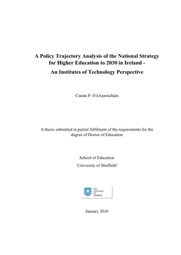A Policy Trajectory Analysis of the National Strategy for Higher Education to 2030 in Ireland - an Institutes of Technology Perspective
