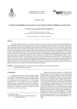 Coastal Vulnerability Assessment: a Case Study of Samut Sakhon Coastal Zone