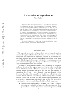 An Overview of Type Theories