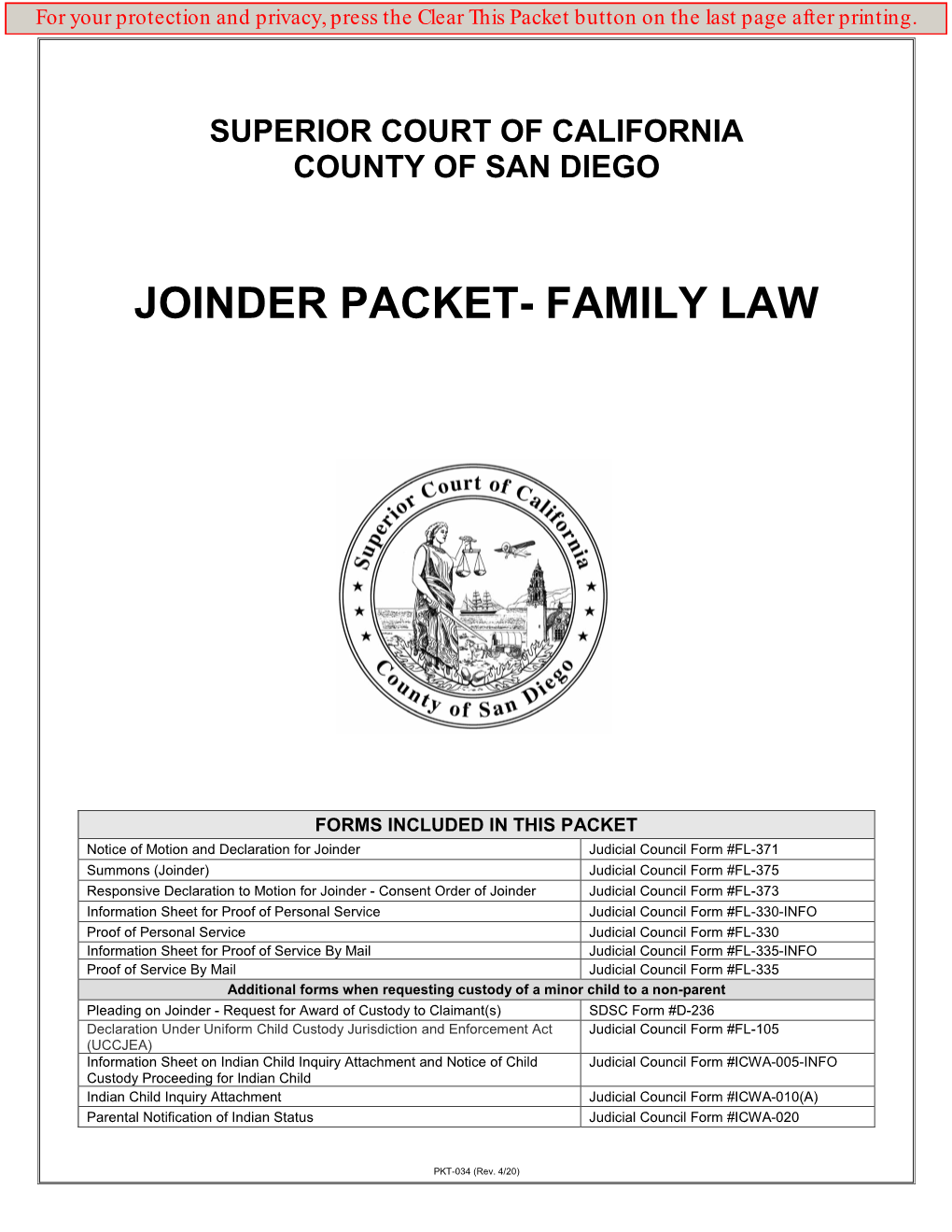 Joinder Packet- Family Law