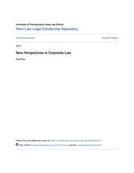 New Perspectives in Corporate Law