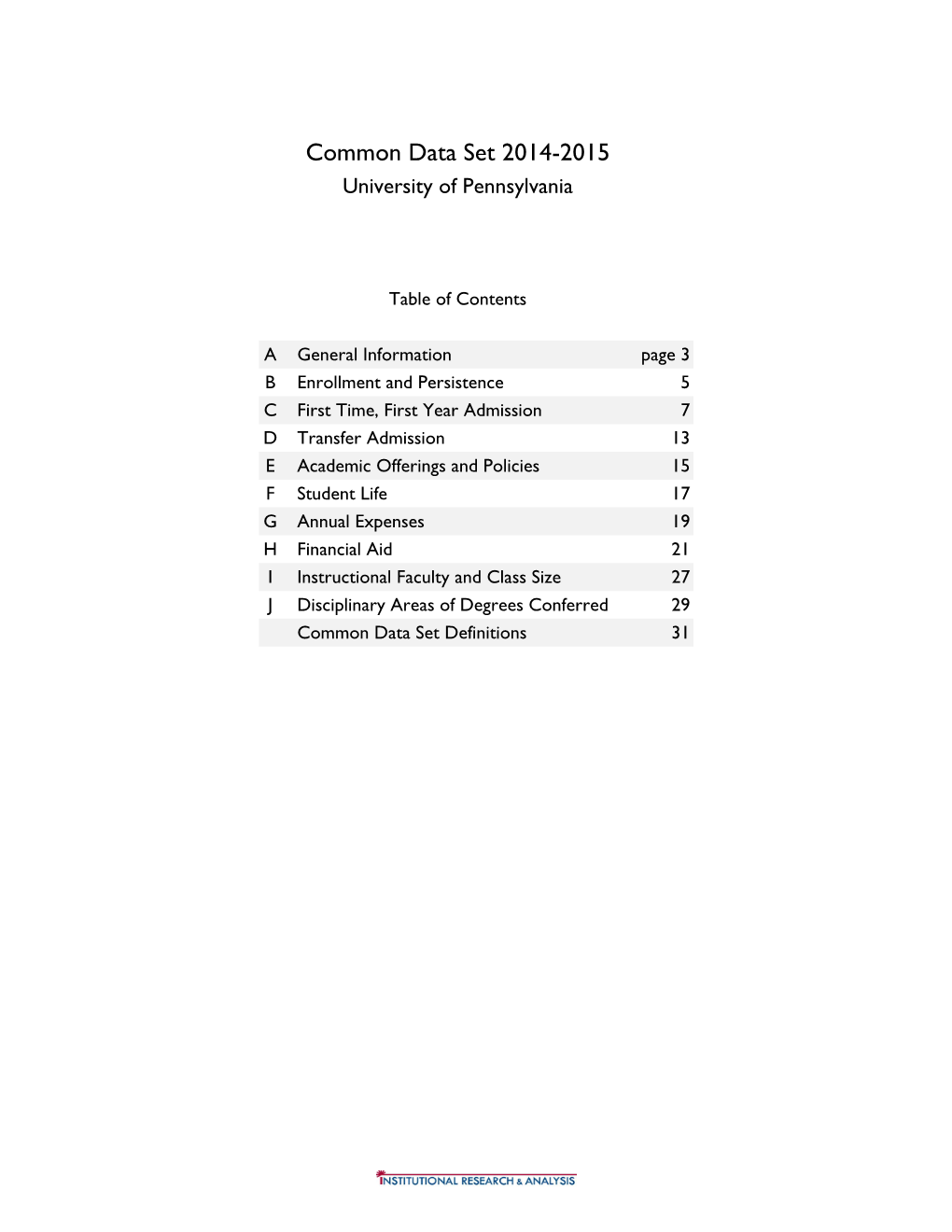 Common Data Set 2014-2015 University of Pennsylvania