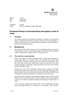 Proposed Petone to Grenada Road and Options North of Tawa