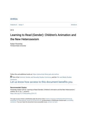 Gender): Children’S Animation and the New Heterosexism