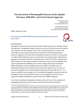The Interaction of Demographic Processes in the Spanish Provinces, 1858-2011: an Event-Centered Approach