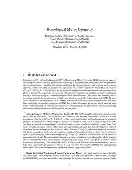 Homological Mirror Geometry