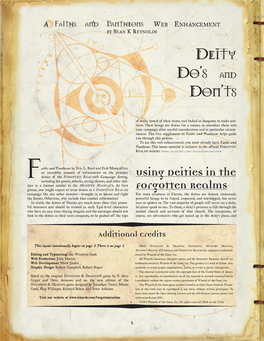 Deity Do's and Don'ts