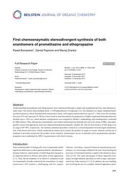 First Chemoenzymatic Stereodivergent Synthesis of Both Enantiomers of Promethazine and Ethopropazine