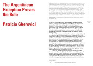 The Argentinean Exception Proves the Rule Patricia Gherovici