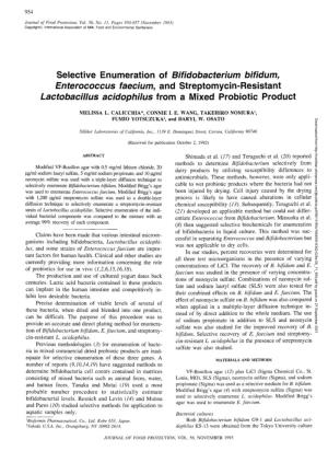 Selective Enumeration of Bifidobacterium Bifidum, Enterococcus Faecium, and Streptomycin-Resistant Lactobacillus Acidophilus from a Mixed Probiotic Product