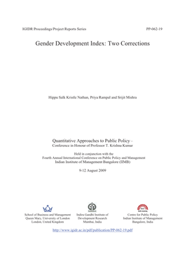 Gender Development Index: Two Corrections