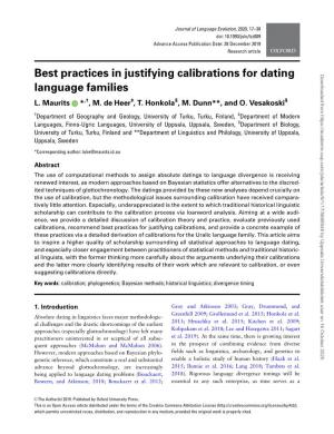 Best Practices in Justifying Calibrations for Dating Language