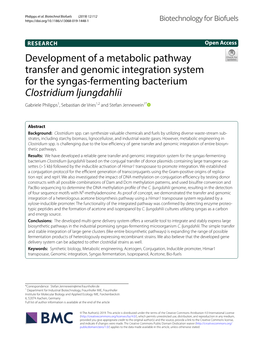 Development of a Metabolic Pathway Transfer and Genomic Integration