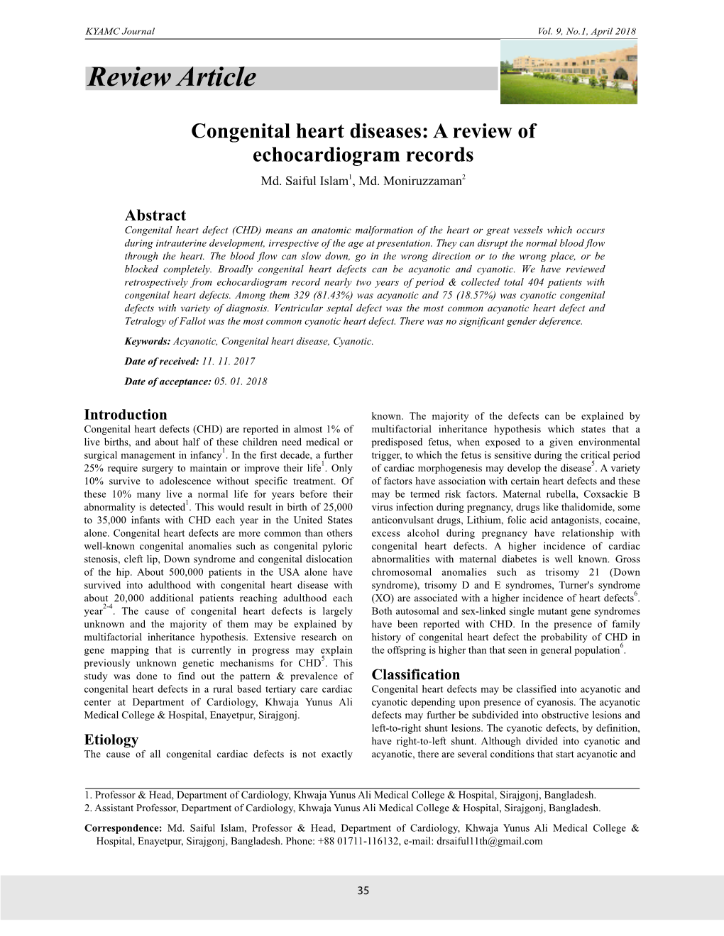 Review Article Congenital Heart Diseases