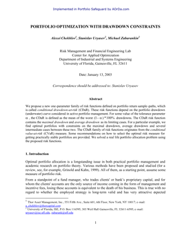 Portfolio Optimization with Drawdown Constraints