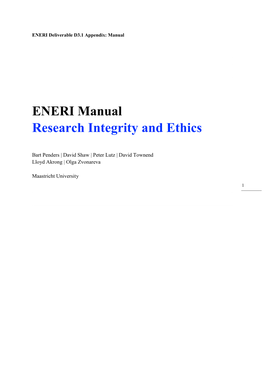 ENERI Manual Research Integrity and Ethics