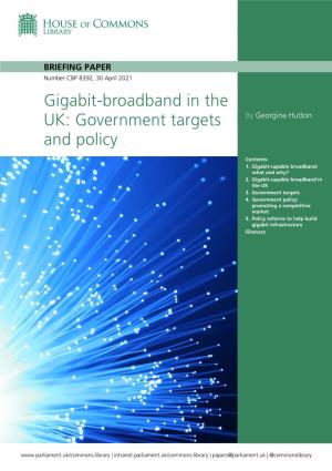 Gigabit-Broadband in the UK: Government Targets and Policy