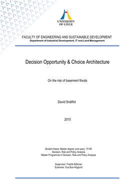Decision Opportunity & Choice Architecture