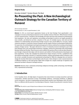 A New Archaeological Outreach Strategy for the Canadian Territory of Nunavut