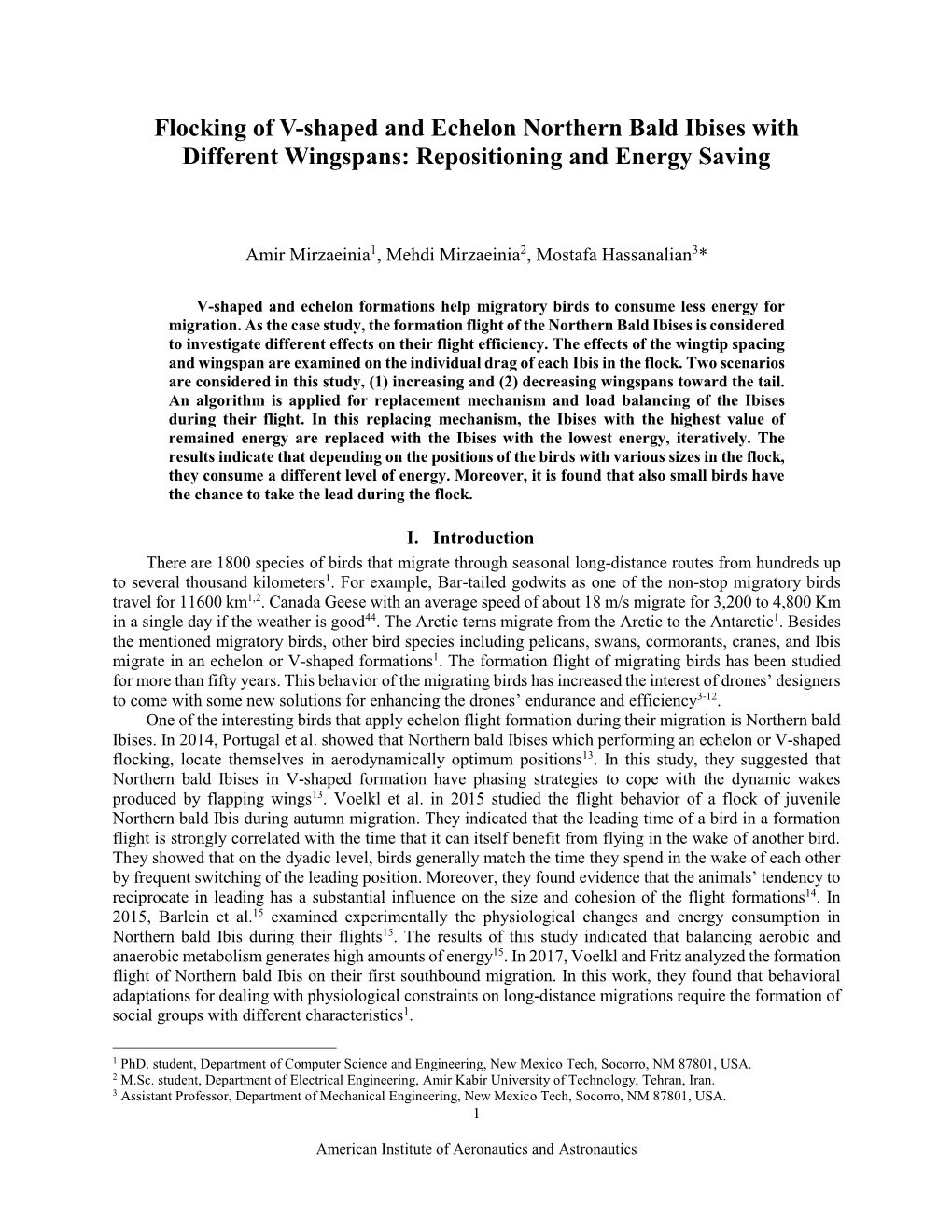 Flocking of V-Shaped and Echelon Northern Bald Ibises with Different Wingspans: Repositioning and Energy Saving