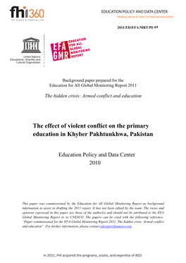 Coverthe Effect of Violent Conflict on the Primary Education in Khyber