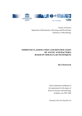 Improved Classification and Identification of Acetic Acid Bacteria Based on Molecular Techniques