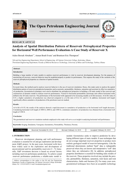 The Open Petroleum Engineering Journal