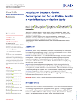 Association Between Alcohol Consumption and Serum Cortisol Levels