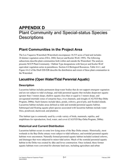 Plant Communities in the Project Area