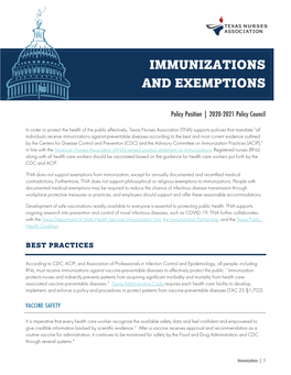 Immunizations and Exemptions