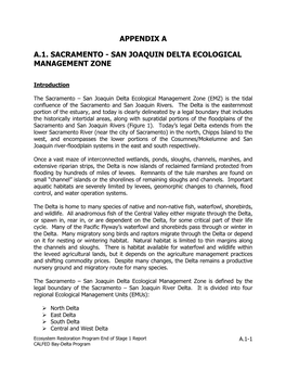 CALFED Ecosystem Restoration Program End of Stage 1 Report Appendices