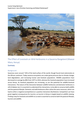 The Effect of Livestock on Wild Herbivores in a Savanna Rangeland (Maasai Mara, Kenya) Summary