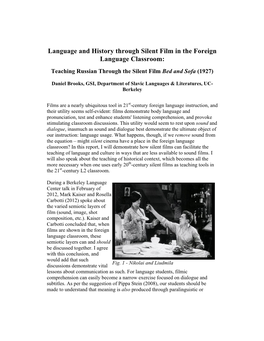 Language and History Through Silent Film in the Foreign Language Classroom