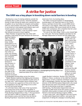 A Strike for Justice the UAW Was a Key Player in Knocking Down Racial Barriers in Bowling