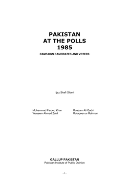 Pakistan at the Polls 1985