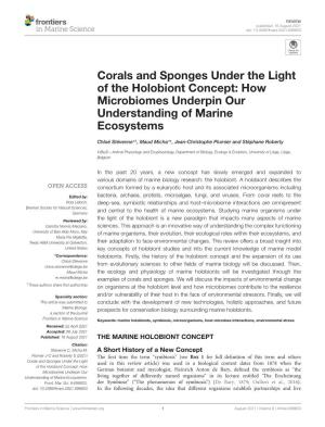 Corals and Sponges Under the Light of the Holobiont Concept: How Microbiomes Underpin Our Understanding of Marine Ecosystems