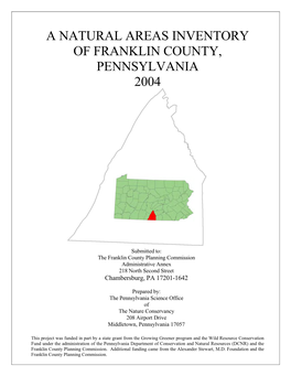 A Natural Areas Inventory of Franklin County, Pennsylvania 2004