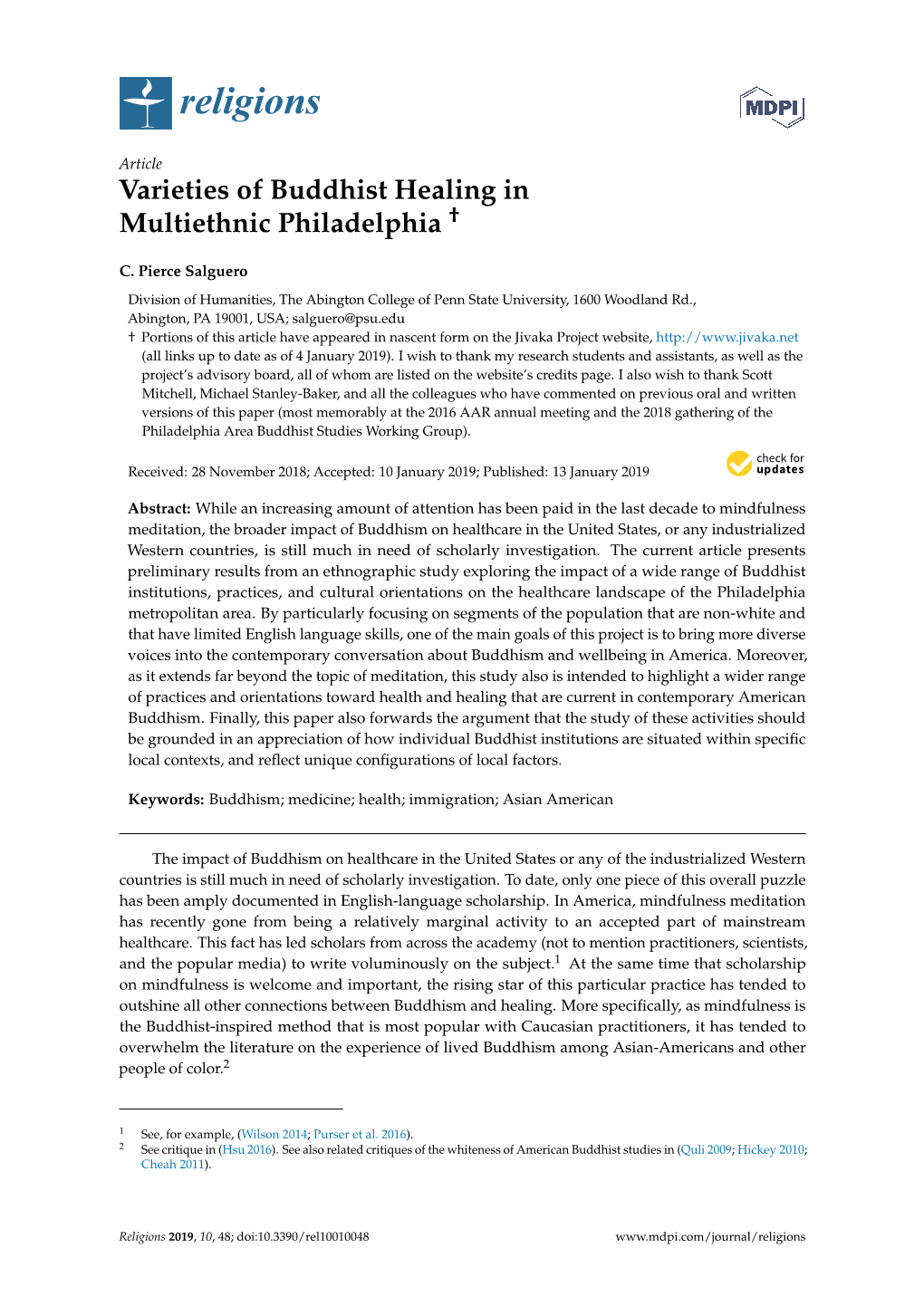 Varieties of Buddhist Healing in Multiethnic Philadelphia 